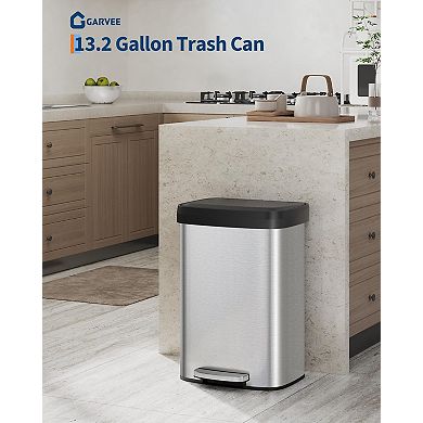 ANIXOL 13.2-Gallon Stainless Steel Step Trash Can
