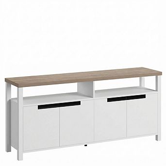 63" Farmhouse TV Stand,Fits 70" TV, Entertainment Center with Storage & Open Shelf for Living Room