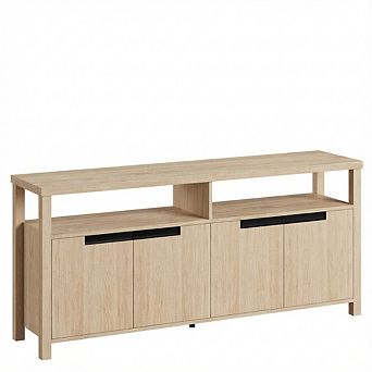 63" Farmhouse TV Stand,Fits 70" TV, Entertainment Center with Storage & Open Shelf for Living Room