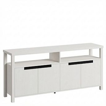 63" Farmhouse TV Stand,Fits 70" TV, Entertainment Center with Storage & Open Shelf for Living Room