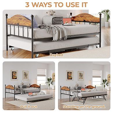 ANIXOL Metal Twin Daybed with Trundle