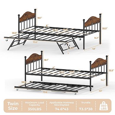 ANIXOL Metal Twin Daybed with Trundle