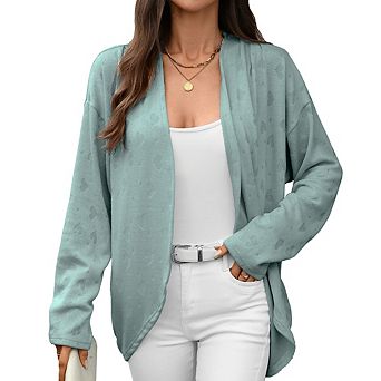 Women's Casual Long Sleeve Knit Cardigan Fashion Heart Pattern Comfortable Versatile Outerwear Top