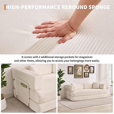 ANIXOL Convertible Corduroy Sleeper Sofa Bed