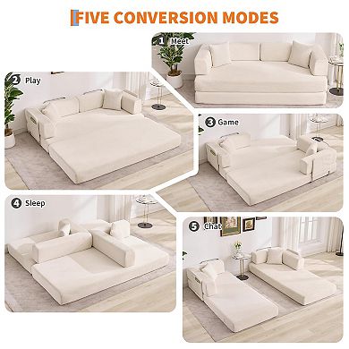 ANIXOL Convertible Corduroy Sleeper Sofa Bed