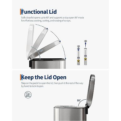 ANIXOL 13 Gallon Stainless Steel Trash Can