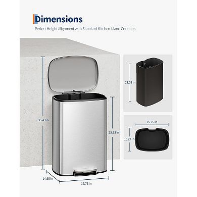 ANIXOL 13 Gallon Stainless Steel Trash Can