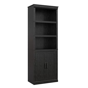 Bookcase Farmhouse Wood Bookshelves with Open Shelves and Doors Vintage Display Cabinet