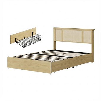 ANIXOL Rattan Bed Frame with LED Headboard