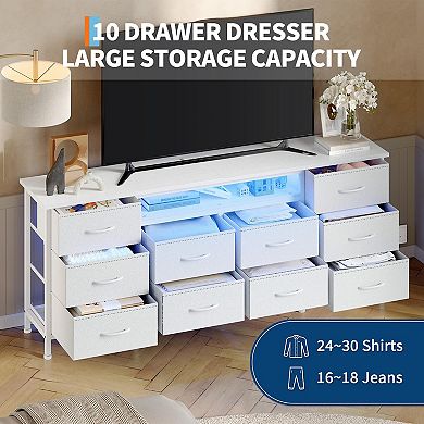 ANIXOL 63" Dresser with 10 Drawers and Power
