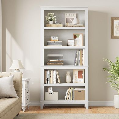 Bookcase Adjustable Shelves Farmhouse Bookshelf with Wooden Legs Rustic Vintage