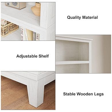 Bookcase Adjustable Shelves Farmhouse Bookshelf with Wooden Legs Rustic Vintage