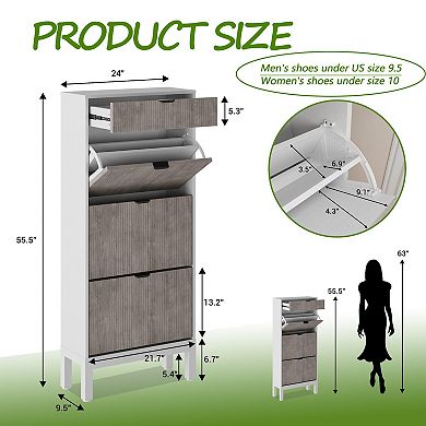ANIXOL 3-Drawer Slim Shoe Cabinet