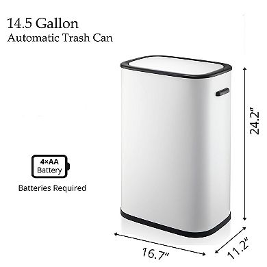 15 Gallon Automatic Kitchen Trash Can with Lid, 55L Motion Sensor Stainless Steel Garbage Can