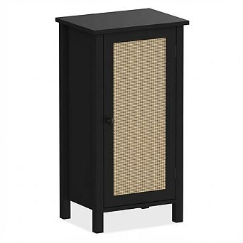 ANIXOL Farmhouse Rattan Nightstand with Drawer, Wood Storage End Table with Sturdy Legs