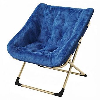ANIXOL Folding Faux Fur Saucer Lounge Chair