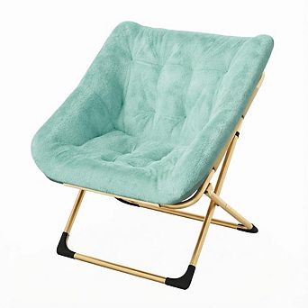 ANIXOL Foldable Saucer Chair with Metal Frame, Plush Cushion, Cozy Lounge Seating