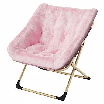 ANIXOL Folding Faux Fur Saucer Lounge Chair