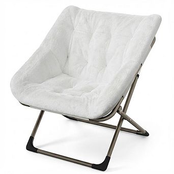 ANIXOL Folding Faux Fur Saucer Lounge Chair