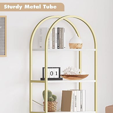 Arched Bookshelf Open Bookcase Modern Freestanding Display Rack Metal