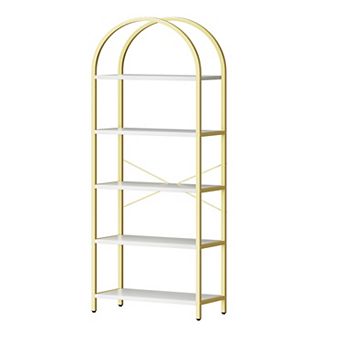 Arched Bookshelf Open Bookcase Modern Freestanding Display Rack Metal