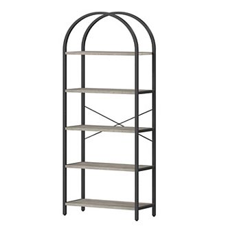 Arched Bookshelf Open Bookcase Modern Freestanding Display Rack Metal