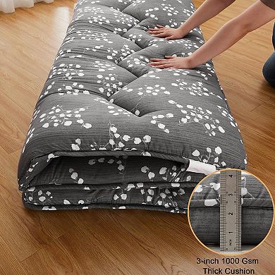 ANIXOL Floral Futon Floor Mattress, Medium Firm & Roll-Up
