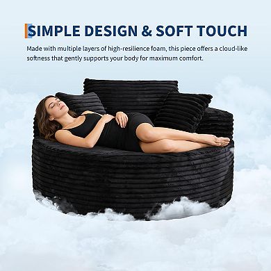 ANIXOL 55" Round Corduroy Chaise Lounge Chair