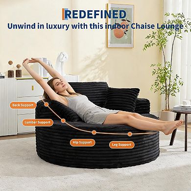 ANIXOL 55" Round Corduroy Chaise Lounge Chair