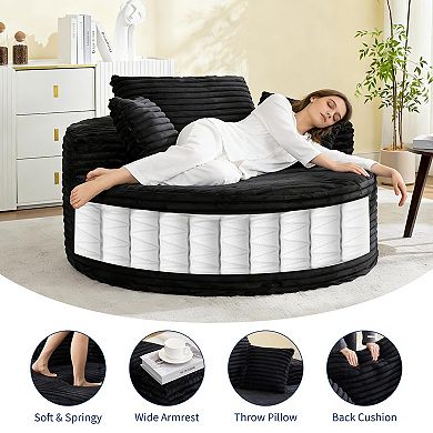 ANIXOL 55" Round Corduroy Chaise Lounge Chair