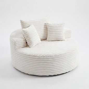 ANIXOL 55" Round Corduroy Chaise Lounge Chair