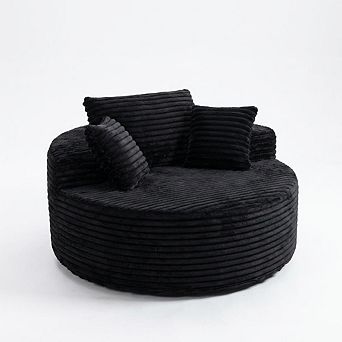ANIXOL 55" Round Corduroy Chaise Lounge Chair