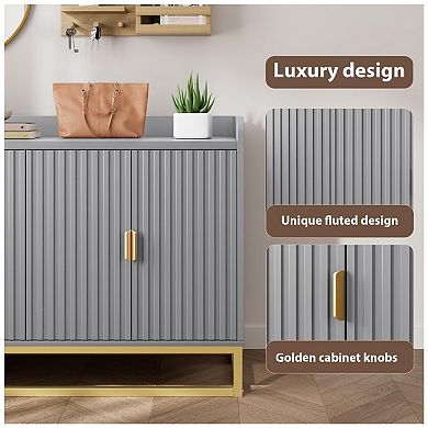 Modern Fluted Sideboard Storage Cabinet with Adjustable Shelves
