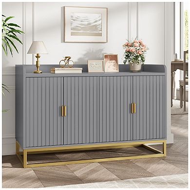 Modern Fluted Sideboard Storage Cabinet with Adjustable Shelves
