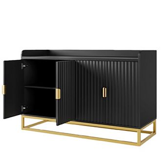 Modern Fluted Sideboard Storage Cabinet with Adjustable Shelves