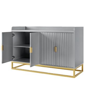 Modern Fluted Sideboard Storage Cabinet with Adjustable Shelves