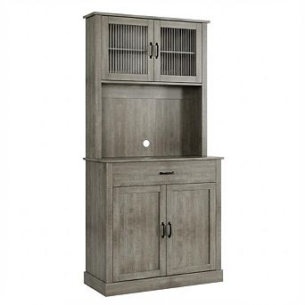 ANIXOL Tall Kitchen Pantry Cabinet with Hutch