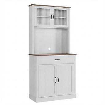 ANIXOL Tall Kitchen Pantry Cabinet with Hutch