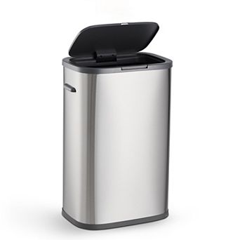 14.5 Gal Kitchen Trash Can, Slim Garbage Can with Press-Top Lid, Narrow Rectangular Waste Bin