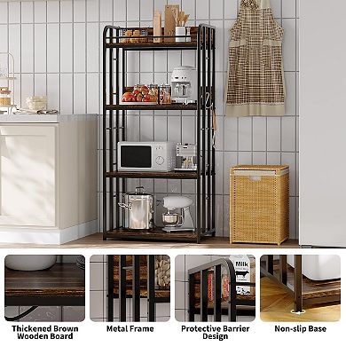 ANIXOL 4-Tier Kitchen Baker’s Rack with Outlet