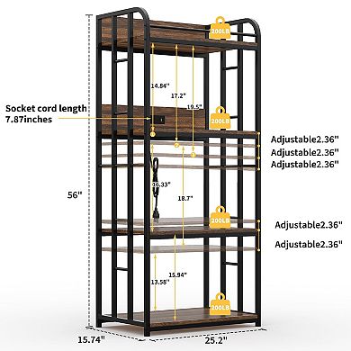 ANIXOL 4-Tier Kitchen Baker’s Rack with Outlet