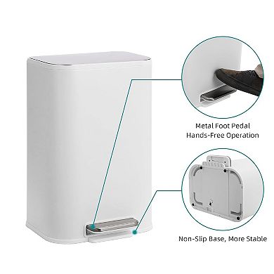 ANIXO Stainless Steel Trash Can with soft-close lid and inner bucket