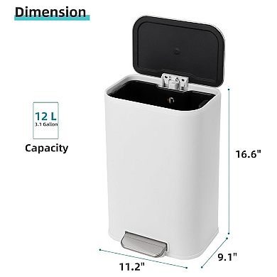 ANIXO Stainless Steel Trash Can with soft-close lid and inner bucket