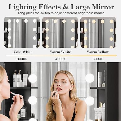 ANIXOL Vanity Desk with LED Lighted Mirror