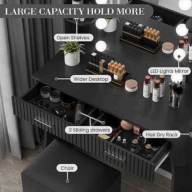 ANIXOL Vanity Desk with LED Lighted Mirror