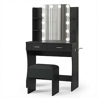 ANIXOL Vanity Desk with LED Lighted Mirror
