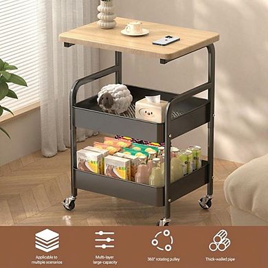 ANIXOL 3-Tier Rolling Storage Cart with Tabletop