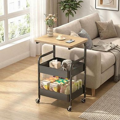 ANIXOL 3-Tier Rolling Storage Cart with Tabletop