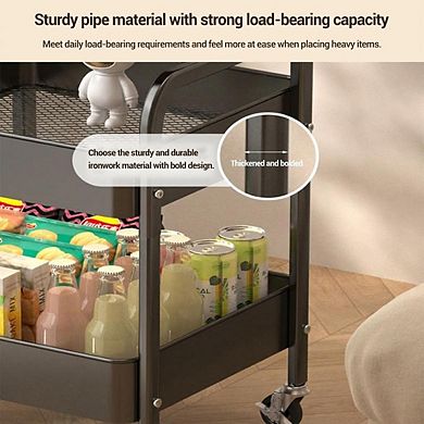 ANIXOL 3-Tier Rolling Storage Cart with Tabletop