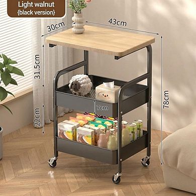 ANIXOL 3-Tier Rolling Storage Cart with Tabletop